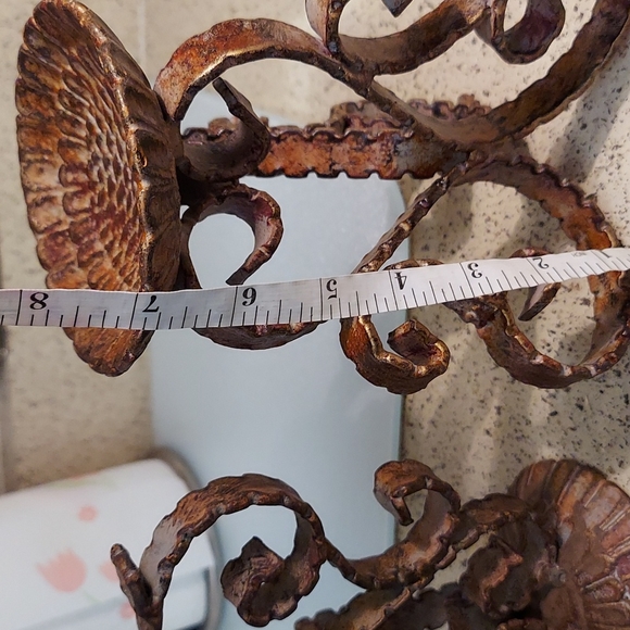 2 Pillar Candle Holder Architectural Scroll Brutalist Style Heavy Metal Sturdy - Picture 10 of 11